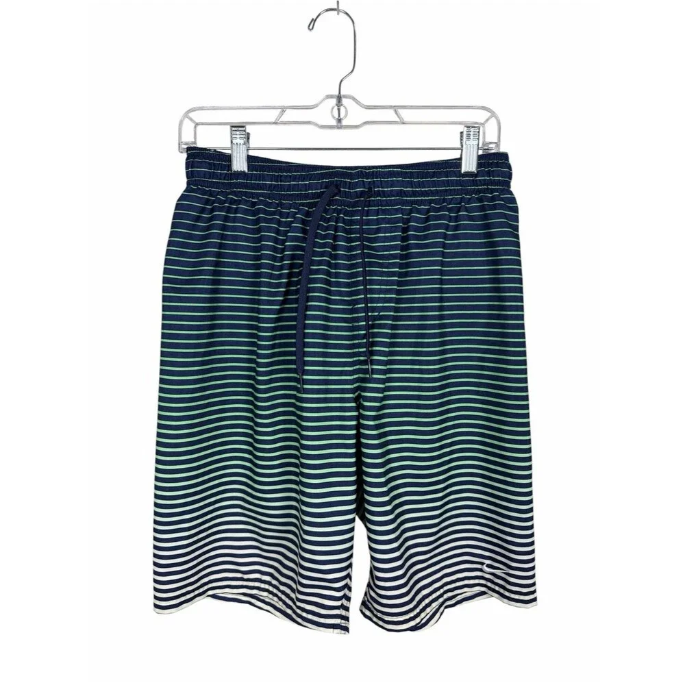 Nike Swim Trunks Mens Medium Stripe Board Shorts Lined Athletic Swim Drawstring